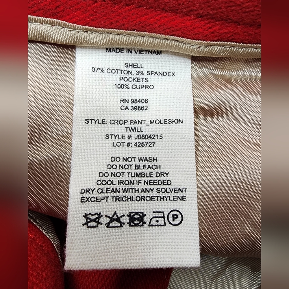 Theory Red Crop Moleskin Twill Trousers - Picture 9 of 9
